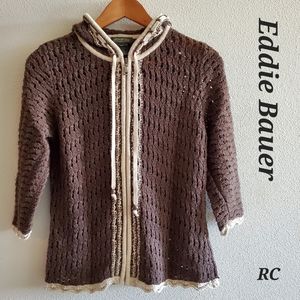 Eddie Bauer Knit-Crochet Hoodie Sweater